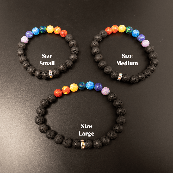 Rainbow Opal & Lava Stone Beaded Bracelet - The Opal Dealer