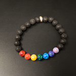 Rainbow Opal & Lava Stone Beaded Bracelet