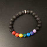 Rainbow Opal & Lava Stone Beaded Bracelet