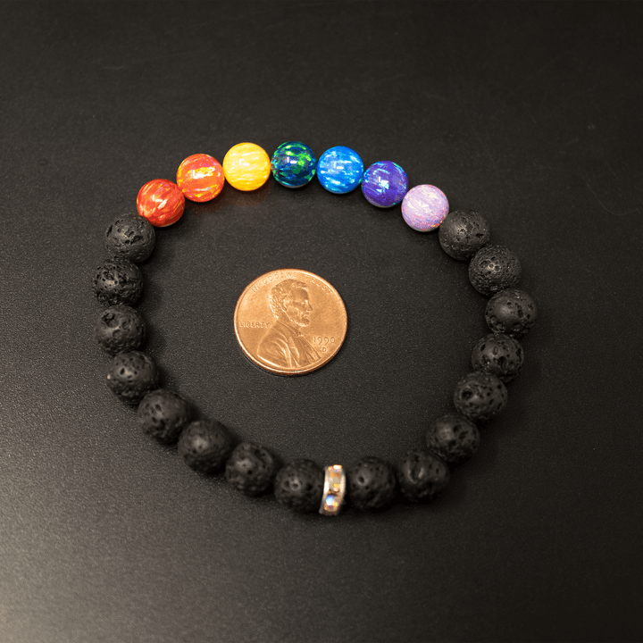 Rainbow Opal & Lava Stone Beaded Bracelet - The Opal Dealer