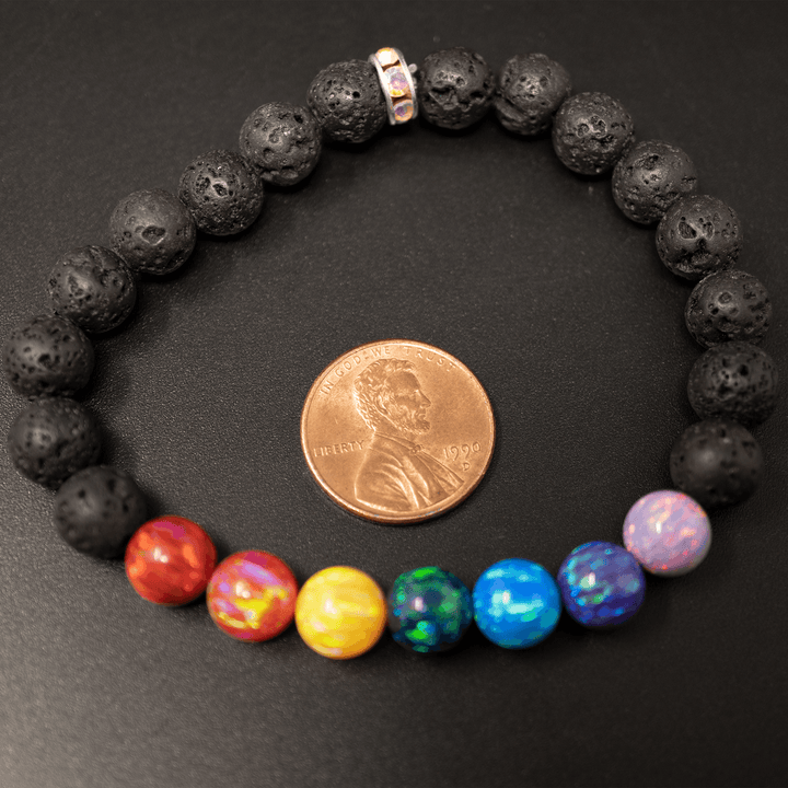 Rainbow Opal & Lava Stone Beaded Bracelet - The Opal Dealer
