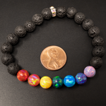 Rainbow Opal & Lava Stone Beaded Bracelet
