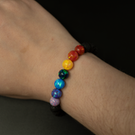 Rainbow Opal & Lava Stone Beaded Bracelet