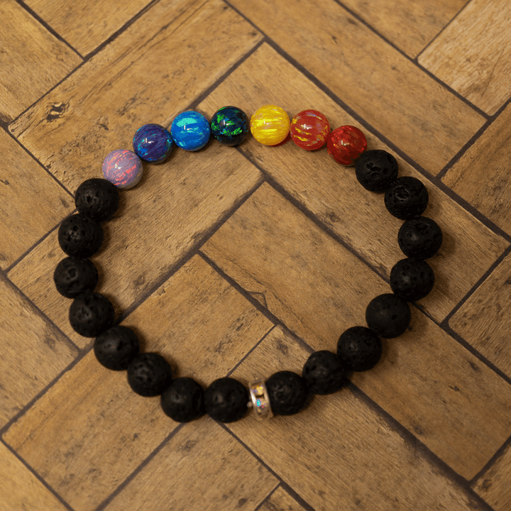 Rainbow Opal & Lava Stone Beaded Bracelet - The Opal Dealer