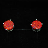 Ruby Red Opal Stud Earrings