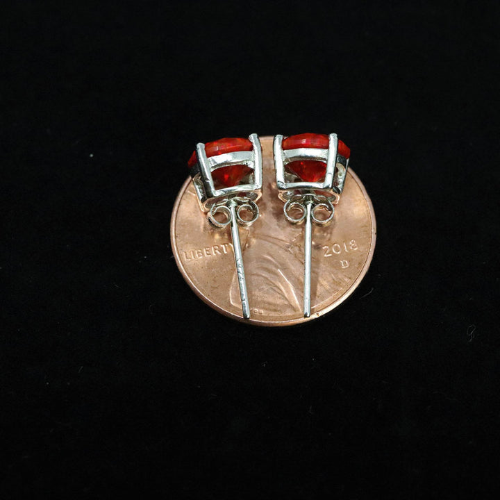 Ruby Red Opal Stud Earrings - The Opal Dealer