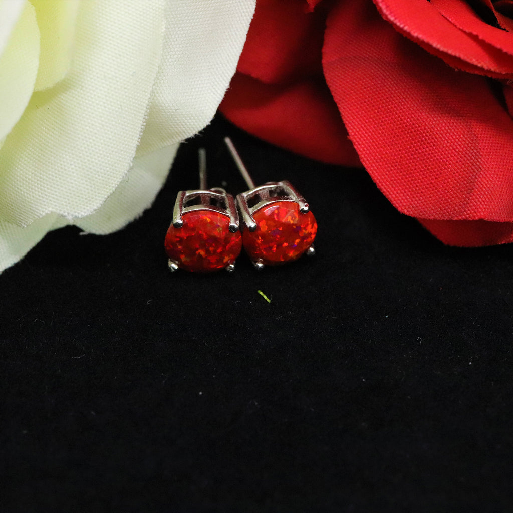 Opal Stud Earrings Ruby Red Opal Faceted Earrings Opal Jewelry The Opal Dealer