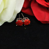 Ruby Red Opal Stud Earrings