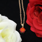 Faceted Ruby Red Opal Necklace 14k Gold Plated 8mm