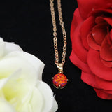 Faceted Ruby Red Opal Necklace 14k Gold Plated 8mm