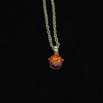 Faceted Ruby Red Opal Necklace 14k Gold Plated 8mm