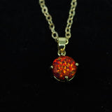 Faceted Ruby Red Opal Necklace 14k Gold Plated 8mm