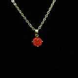 Faceted Ruby Red Opal Necklace 14k Gold Plated 8mm