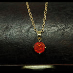 Faceted Ruby Red Opal Necklace 14k Gold Plated 8mm