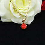 Faceted Ruby Red Opal Necklace 14k Gold Plated 8mm