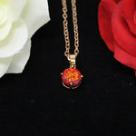 Faceted Ruby Red Opal Necklace 14k Gold Plated 8mm