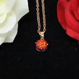 Faceted Ruby Red Opal Necklace 14k Gold Plated 8mm