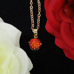 Faceted Ruby Red Opal Necklace 14k Gold Plated 8mm