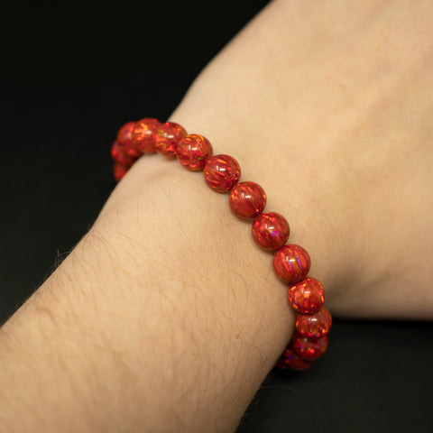 Ruby Red Opal Beaded Bracelet - New Design