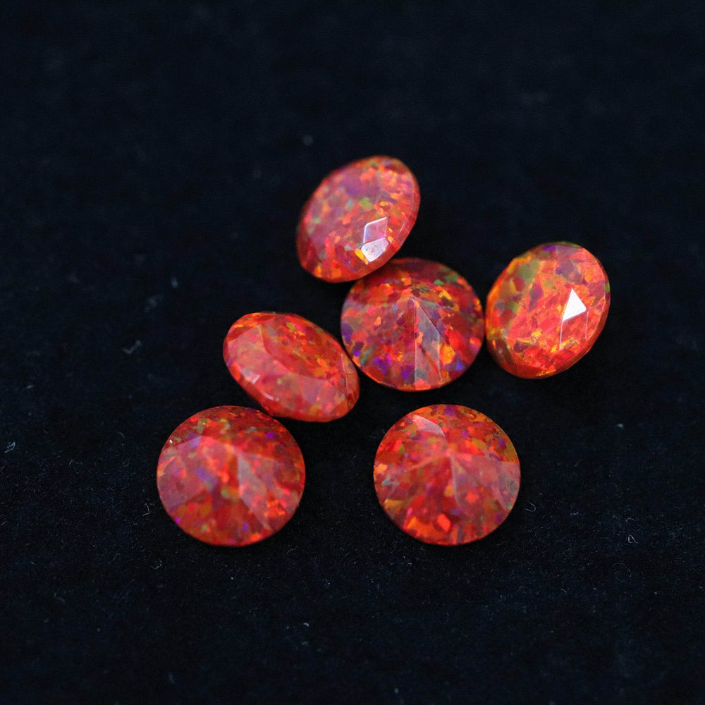 Ruby Red Diamond Cut Faceted Opal Gems Lab-Created Jewelry