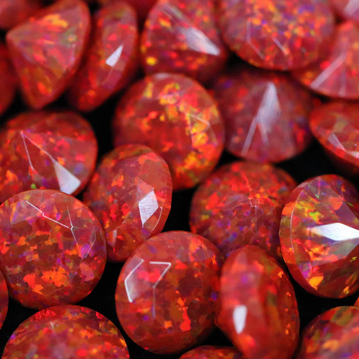 Ruby Red Diamond Cut Faceted Opal Stones - The Opal Dealer