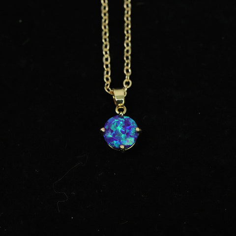 Faceted Sleepy Lavender Opal Necklace 14k Gold Plated 8mm