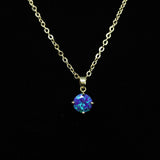 Faceted Sleepy Lavender Opal Necklace 14k Gold Plated 8mm