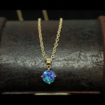 Faceted Sleepy Lavender Opal Necklace 14k Gold Plated 8mm