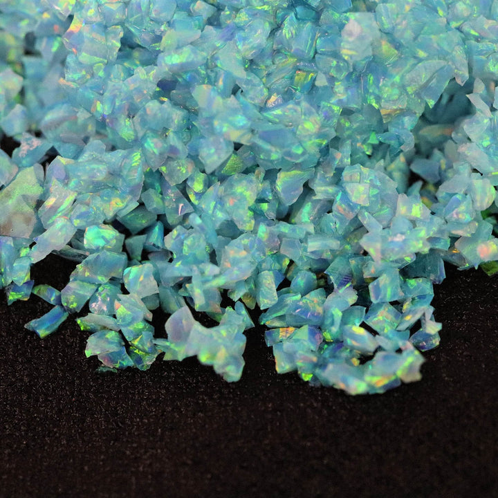 Turquoise Crushed Opal with Green Fire Lab-Created Inlay