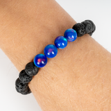 Twilight Opalescence & Lava Stone Beaded Bracelet