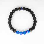 Twilight Opalescence & Lava Stone Beaded Bracelet