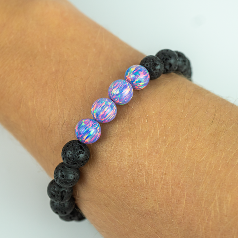 Ultra Violet Opal & Lava Stone Beaded Bracelet