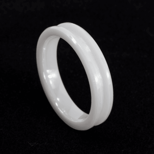 White Ceramic Ring Blank 4mm Wide 2mm Channel - The Opal Dealer