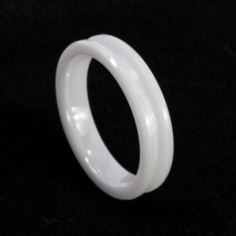 White Ceramic Ring Blank 4mm Wide 2mm Channel