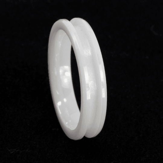 White Ceramic Ring Blank 4mm Wide 2mm Channel - The Opal Dealer