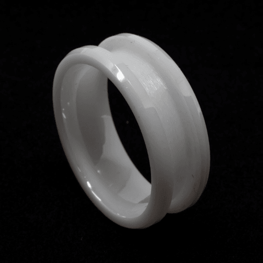 White Ceramic Ring Blank 8mm Wide 4mm Channel - The Opal Dealer