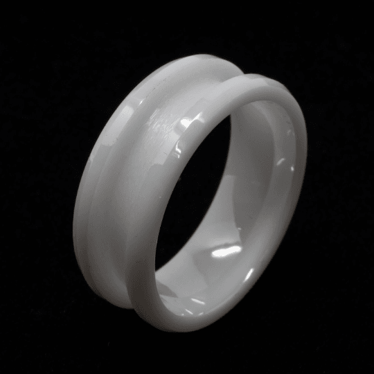 White Ceramic Ring Blank 8mm Wide 4mm Channel - The Opal Dealer