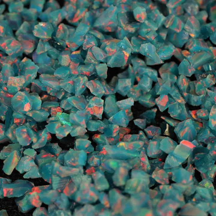 Aprilopal Teal Crushed Astral Opal™ with Red & Green Fire - Lab-Created Inlay ...