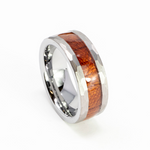 Faceted/Hammered Tungsten Koa Wood Ring